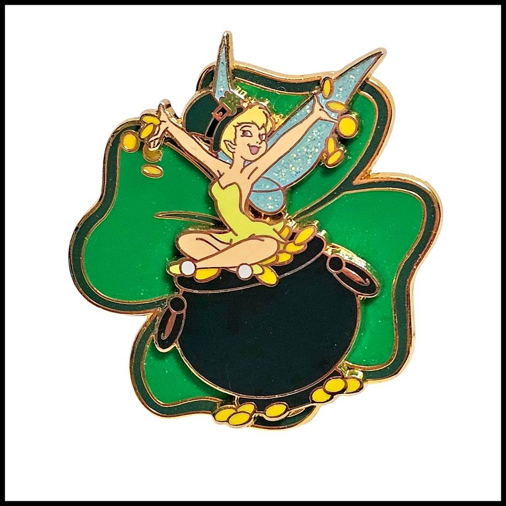 Disney Tinkerbell Pin St.‎ Patrick's Day Clover Pot of Gold Official 2008 59859